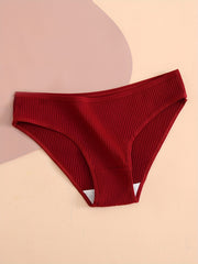 5pcs Ribbed Briefs Stretchy Intimates Panties Women's Lingerie