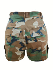 Camouflage Print Cargo Shorts for Women