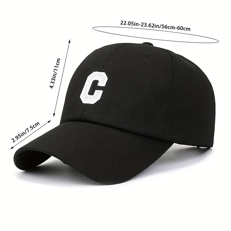 Adjustable Unisex Baseball Cap with Letter C Embroidery