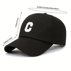 Adjustable Unisex Baseball Cap with Letter C Embroidery
