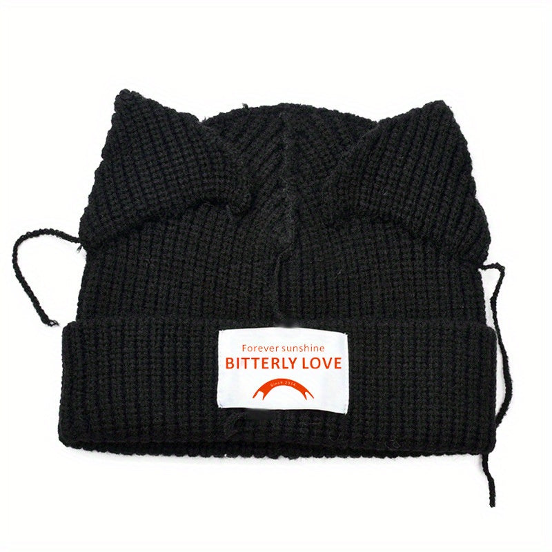 Cat Ears Knit Beanie Hat Unisex Winter Warm Slouch Ski Cap
