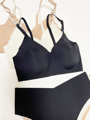 Seamless Solid Bra & Panties Set Soft Intimates Lingerie Women's Underwear