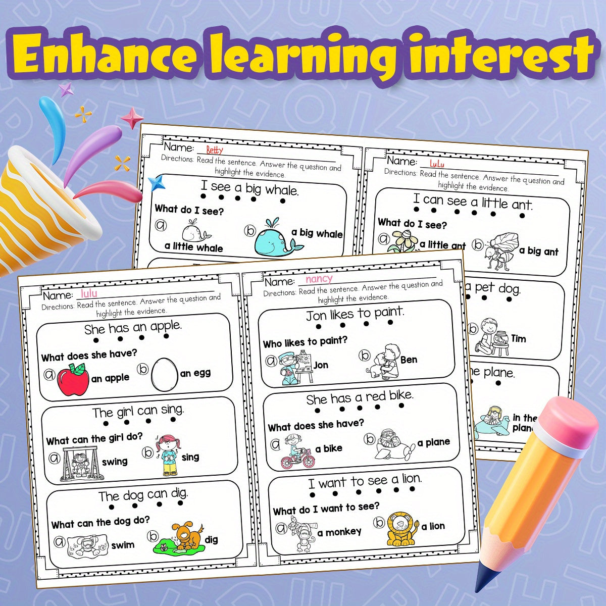 Kids Comprehension Book: Engaging Stories & Writing Activities