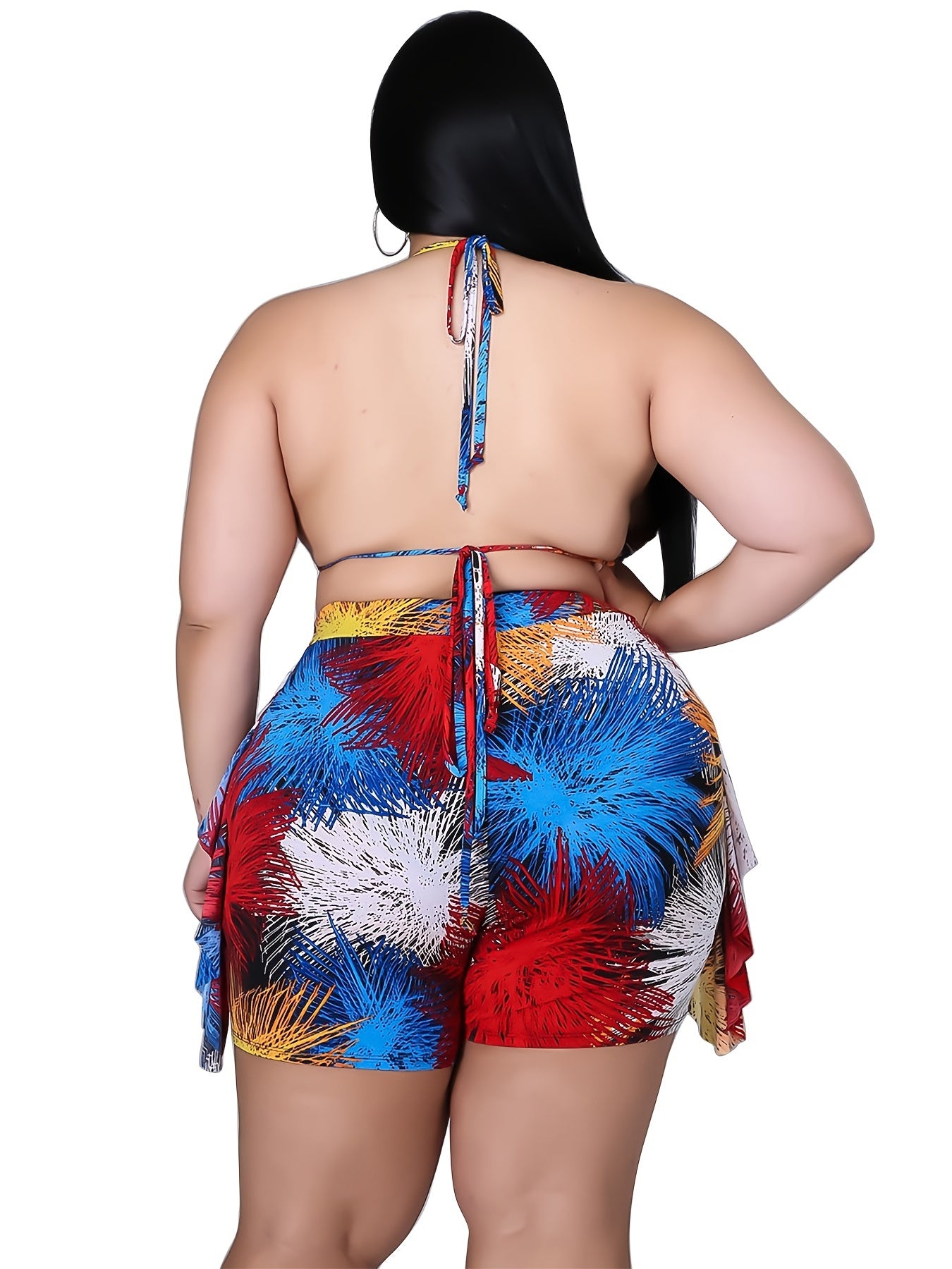  Tie Dye Print Cami Crop Tops & Shorts Set