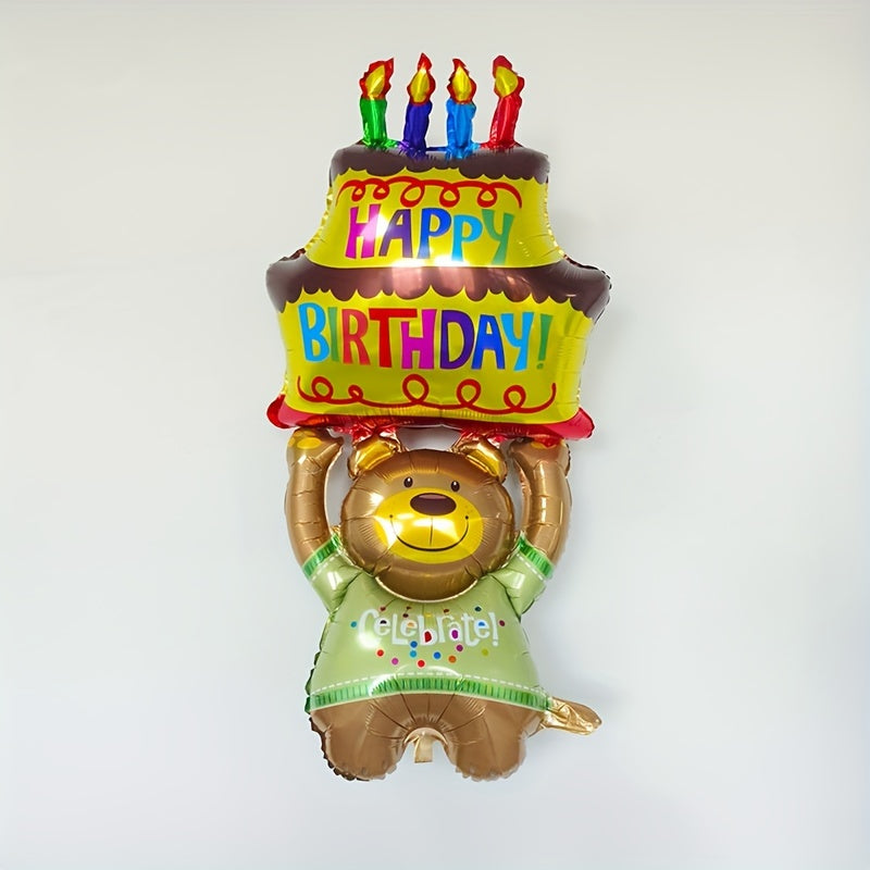3 Layer Cake Aluminum Balloon Birthday Party Decoration with Colorful Candle