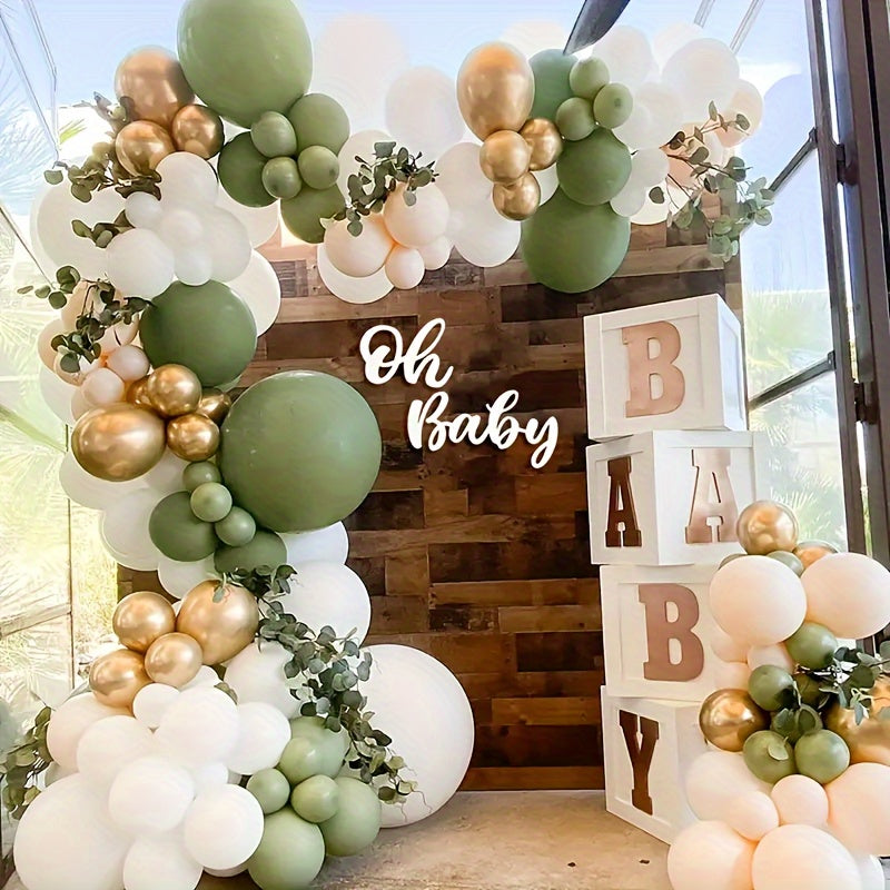 230pcs Green Golden Latex Balloon Arch Garland Birthday Valentines Wall Decor