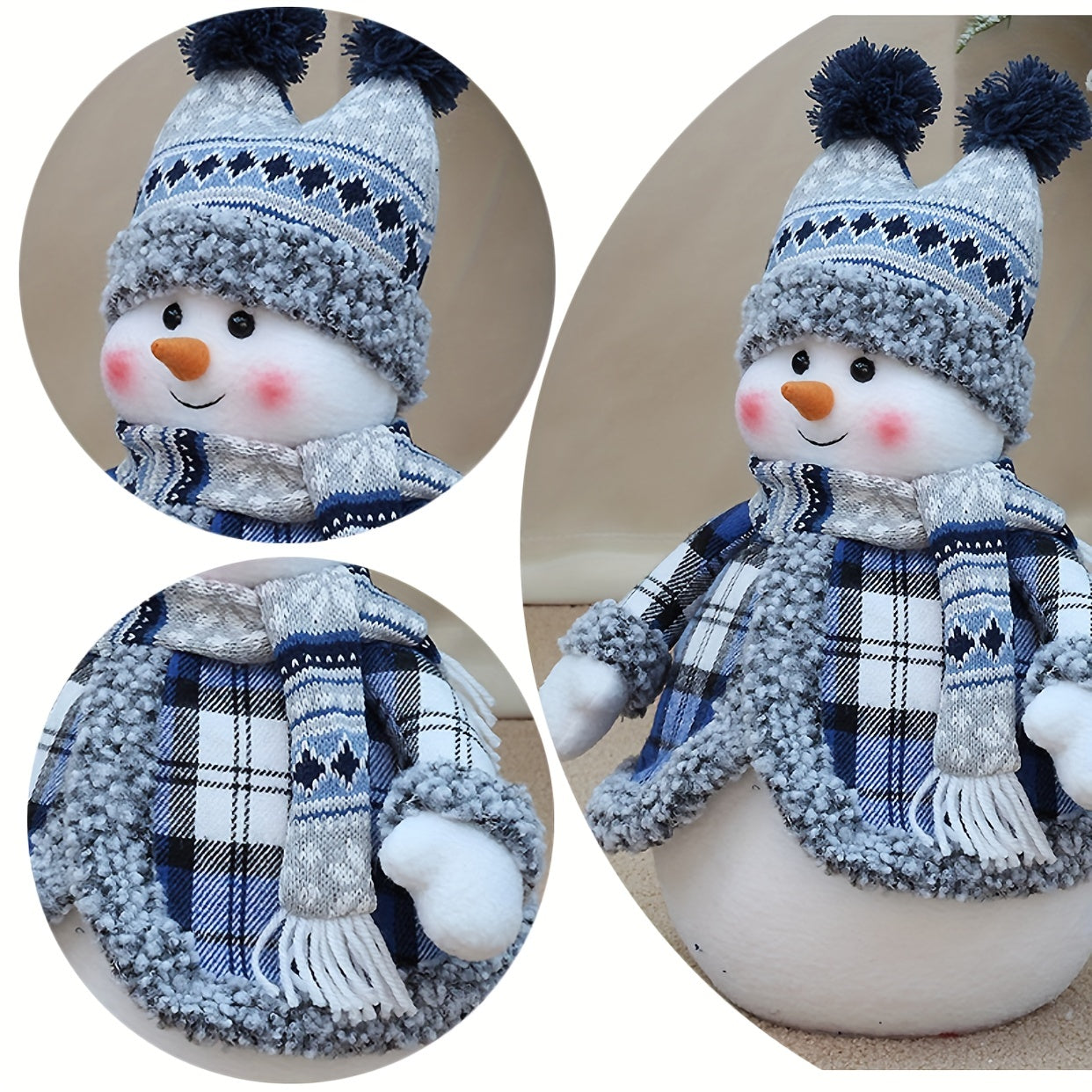 Christmas Fabric Snowman Doll Window Set Ornament Decoration