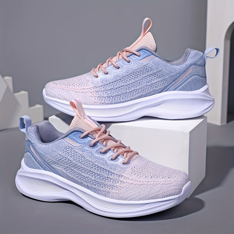 Women's Ombre Lace-up Mesh Sneakers Lightweight Athletic Shoes
