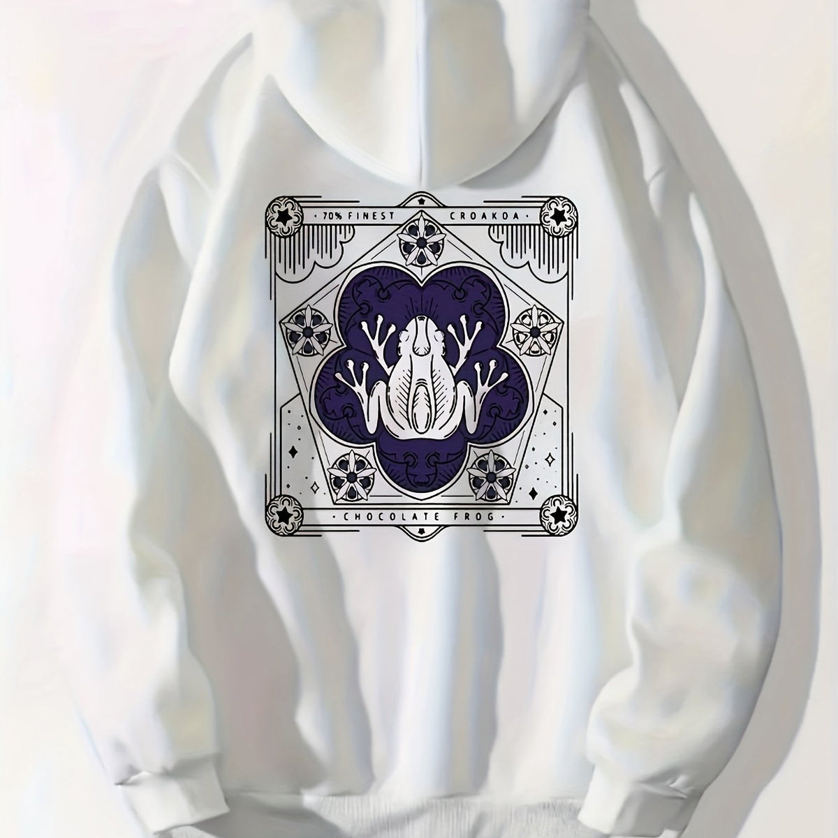Frog Print Zip Up Hoodie Long Sleeve Drawstring Sweatshirt