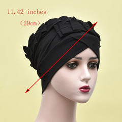 Solid Ruffles Turban Cap Head Wrap Chemo Cap Beanie