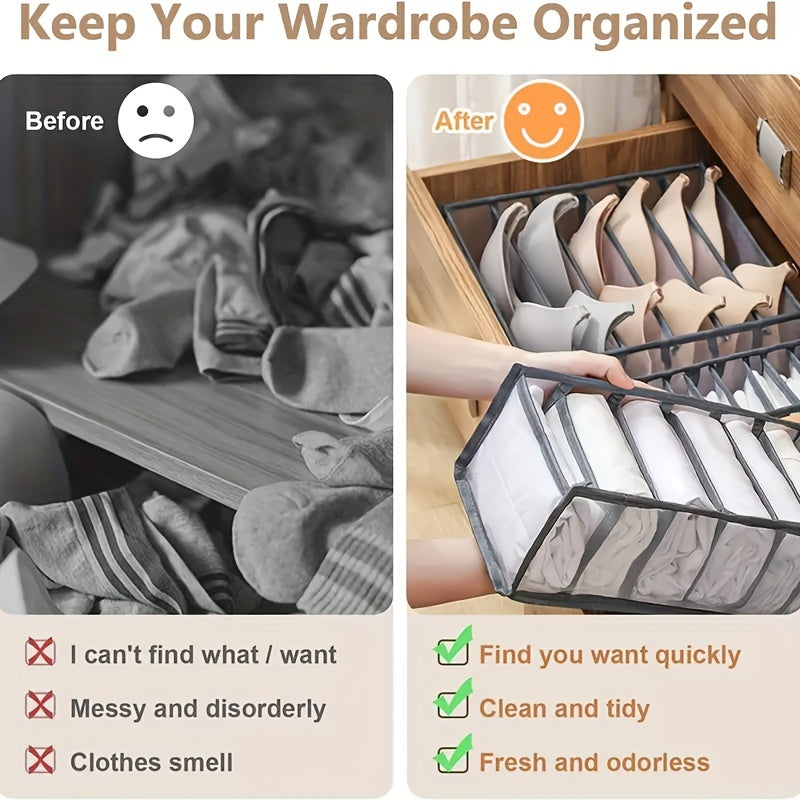 Grid Storage Box for Underwear, Socks, and Bras - Home and Bedroom Organizer