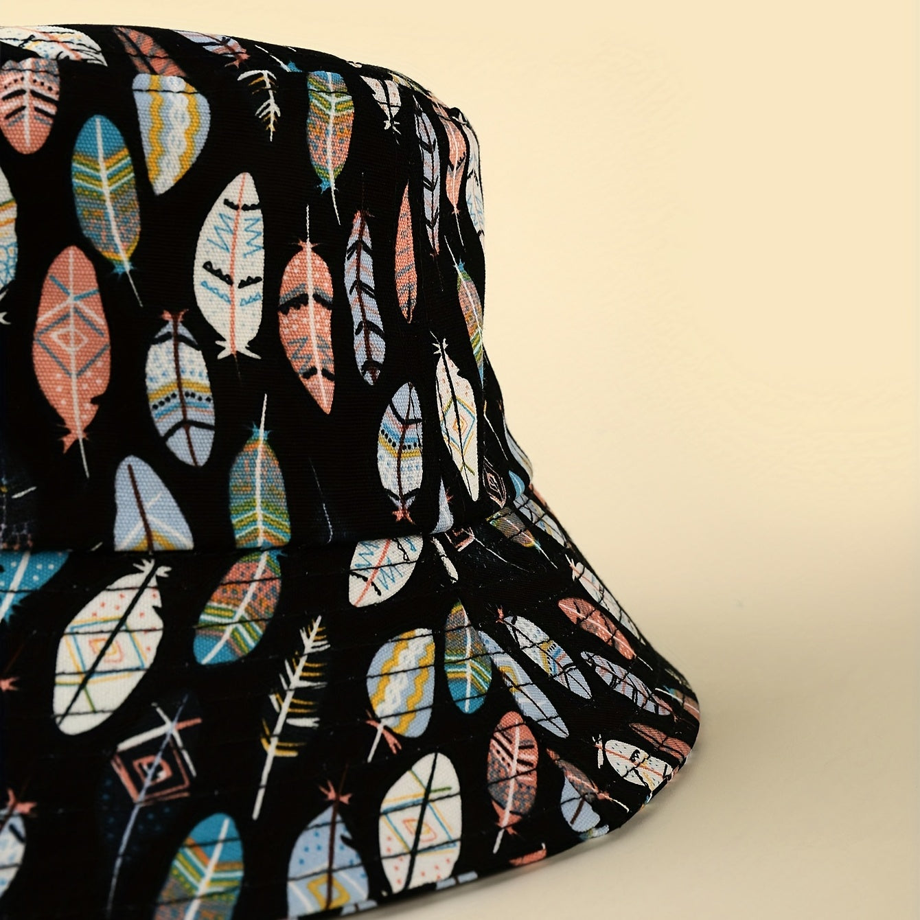 Leaves Print Bucket Hat Casual Fisherman Cap Women