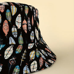 Leaves Print Bucket Hat Casual Fisherman Cap Women