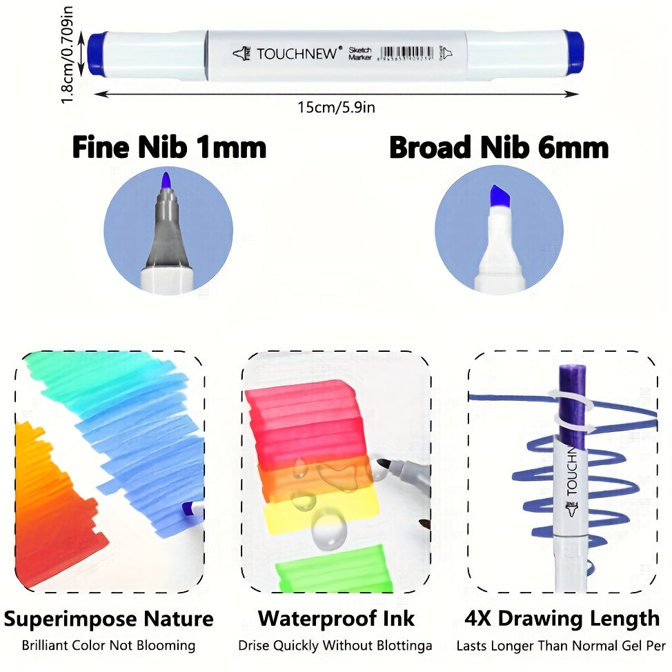 Dual Tip Markers Waterproof & Durable with Storage Bag