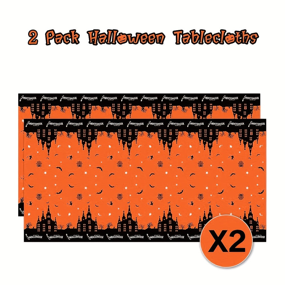 2pcs Halloween Tablecloth 137 X 274 Disposable Plastic Tablecloths