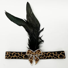 Leopard Print Headband with Diamond Accent