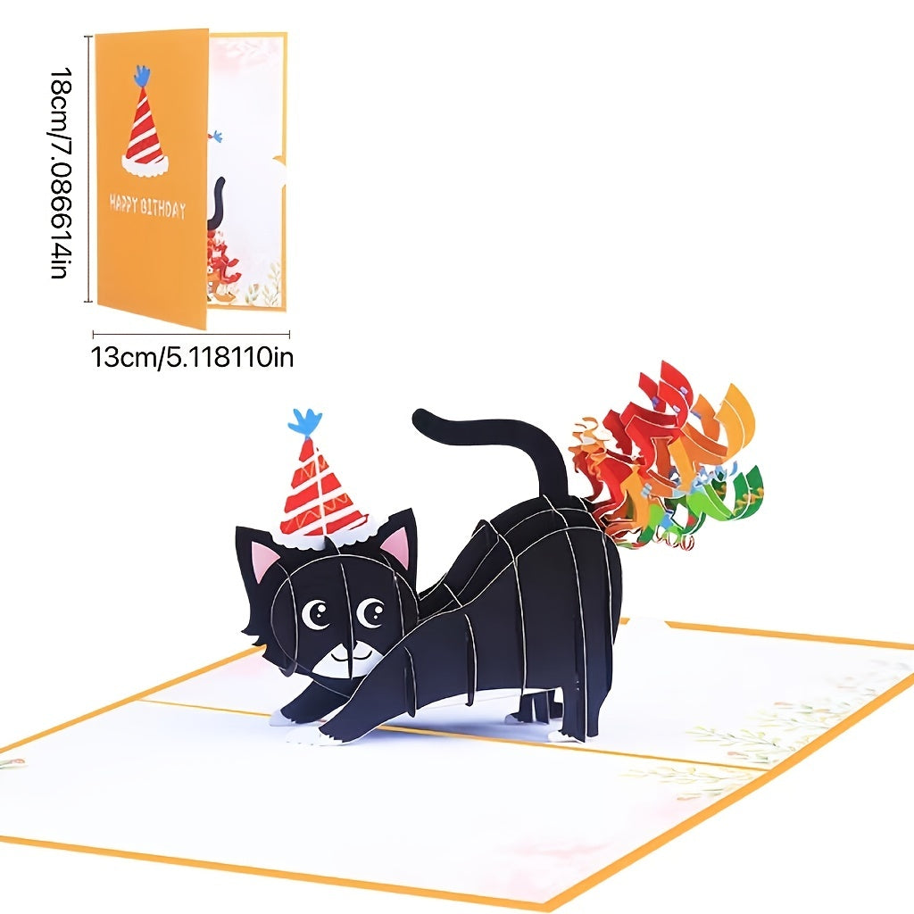 3D Funny Birthday Card Farting Rainbow Cat Kitten Card Greeting Card