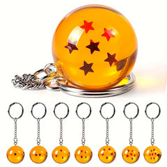 1pc Anime Cartoon Ball Keychain Yellow Crystal Balls Pendant 7 Stars PVC Toy