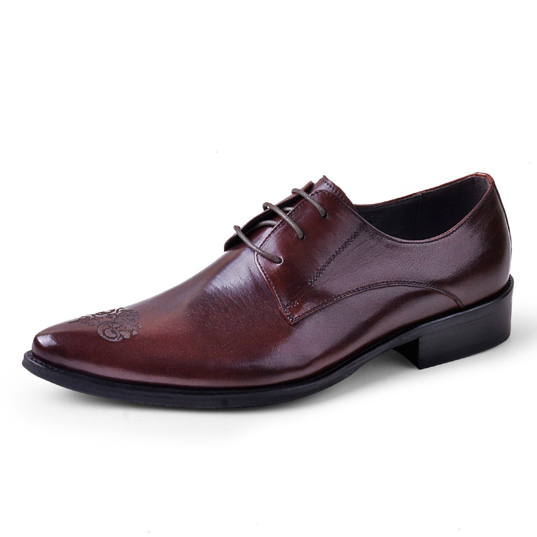 FARWARWO Men's Leather Pointed Toe Derby Shoes Formal Dress Shoes