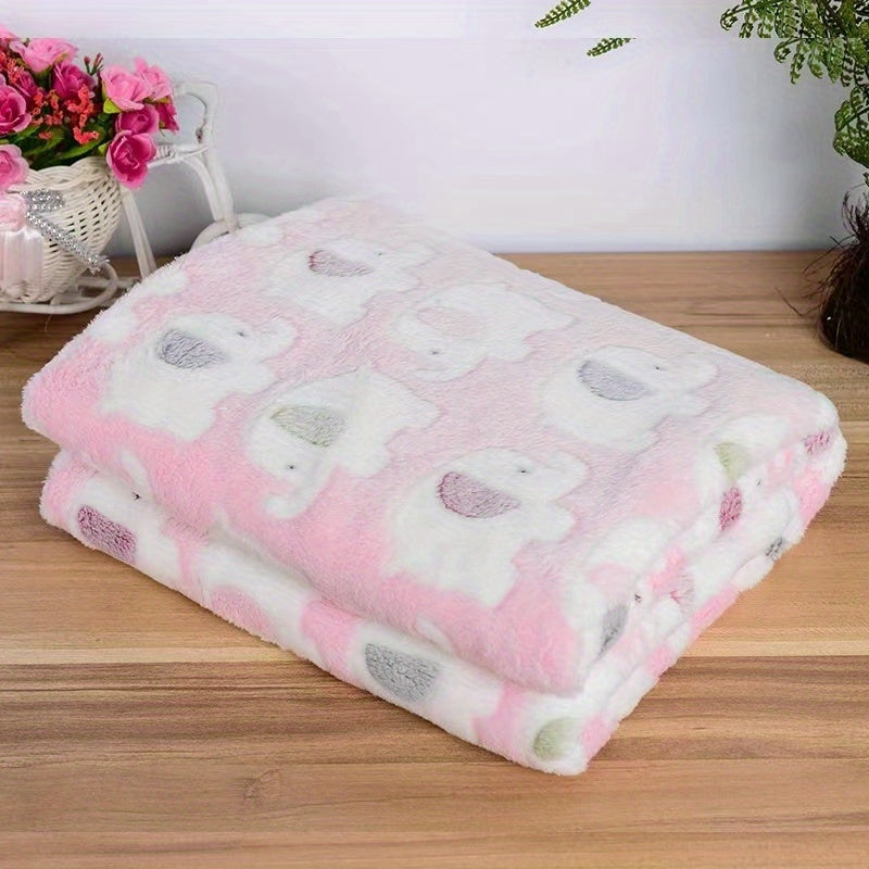 Cozy Elephant Pet Blanket for Dogs and Cats, Flannel Throw for Puppies