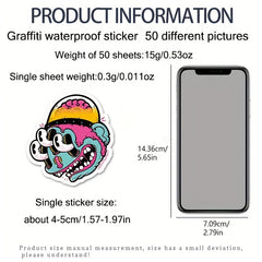 50pcs Street Graffiti Stickers DIY Phone Case Luggage Waterproof Stic