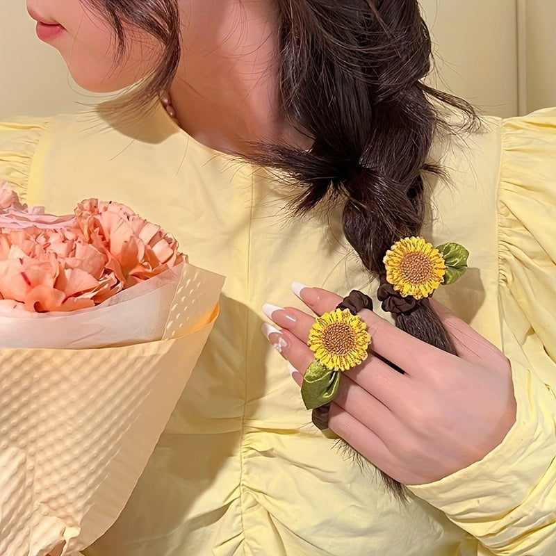 Sunflowers Decor Hair Tie Hair Bands Ponytail Holders Girls Hair Accessories