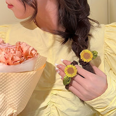 Sunflowers Decor Hair Tie Hair Bands Ponytail Holders Girls Hair Accessories