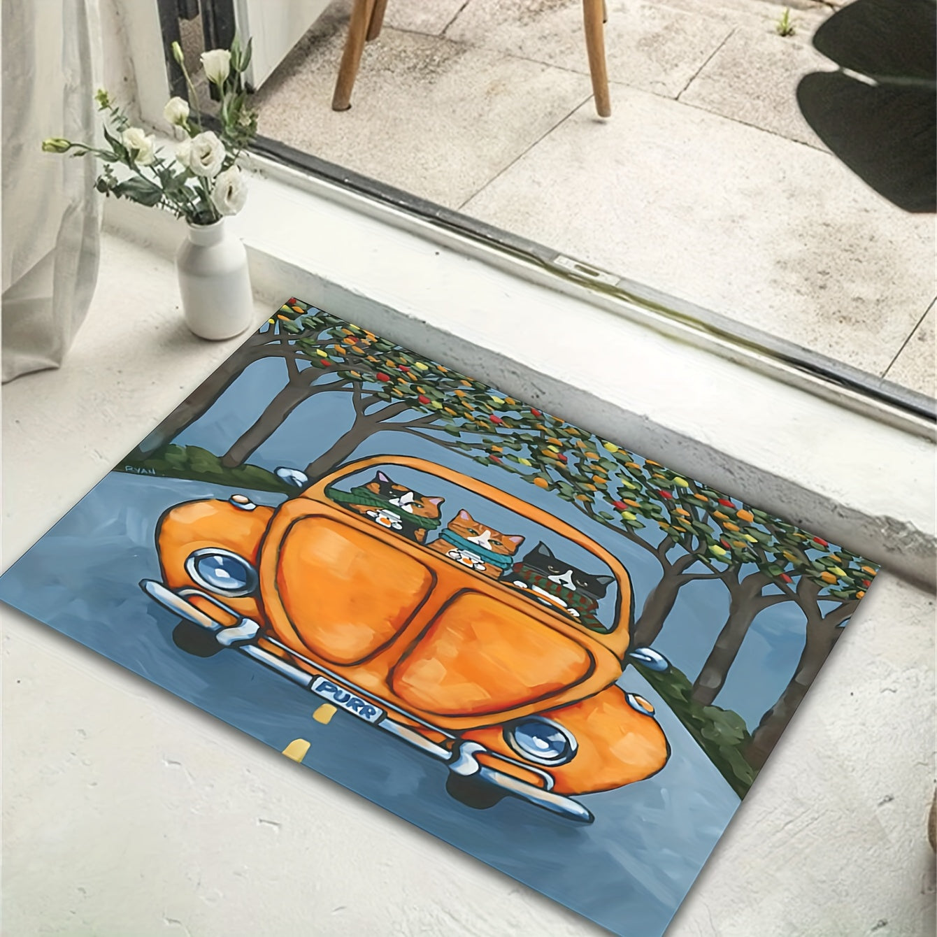 Cartoon Car Print Rug Washable Rectangular Carpet for Home Decor