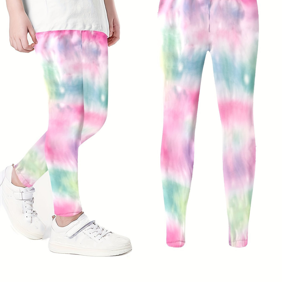 Girls Tie Dye Stretch Soft Leggings Elastic Waist Athletic Tight Slim Yoga Pants