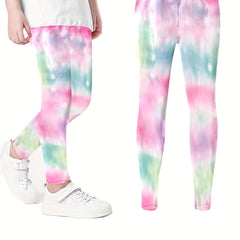 Girls Tie Dye Stretch Soft Leggings Elastic Waist Athletic Tight Slim Yoga Pants