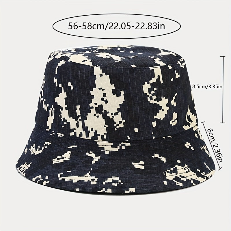 Geometric Print Bucket Hat Lightweight Sunscreen Fisherman Cap