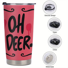 20oz Oh Deer Stainless Steel Tumbler Pink Swirls