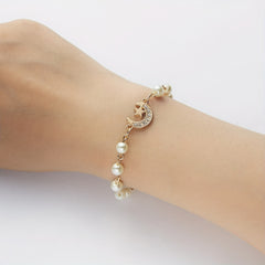 Y2K Faux Pearls Beaded Chain Bracelet for Women