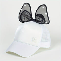 Lace Bowknot Ears Trucker Hat Cotton Baseball Cap Mesh Lightweight Dad Hats