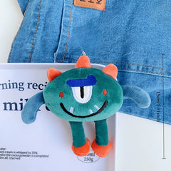 2pcs Big Eyed Monster Plush Toy Keychains Soft Huggable Stuffed A