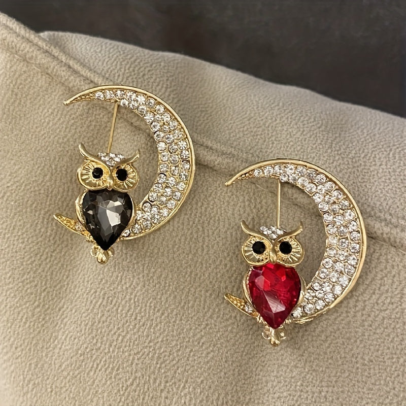 Owl Moon Brooch Men Animal Pin Clothing Fixed Buckle Pin Brooch Gift