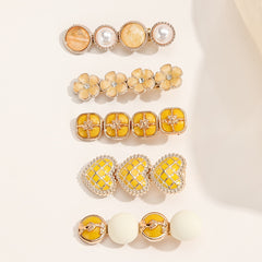 5pcs Heart Flower Faux Pearl Hairclip Hairpin Set Daily Party Accessories