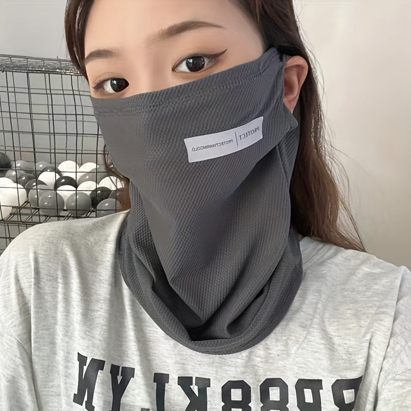 Ice Silk Sunproof Mask Ear Hook Neck Gaiter Solid Unisex Balaclava