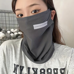Ice Silk Sunproof Mask Ear Hook Neck Gaiter Solid Unisex Balaclava