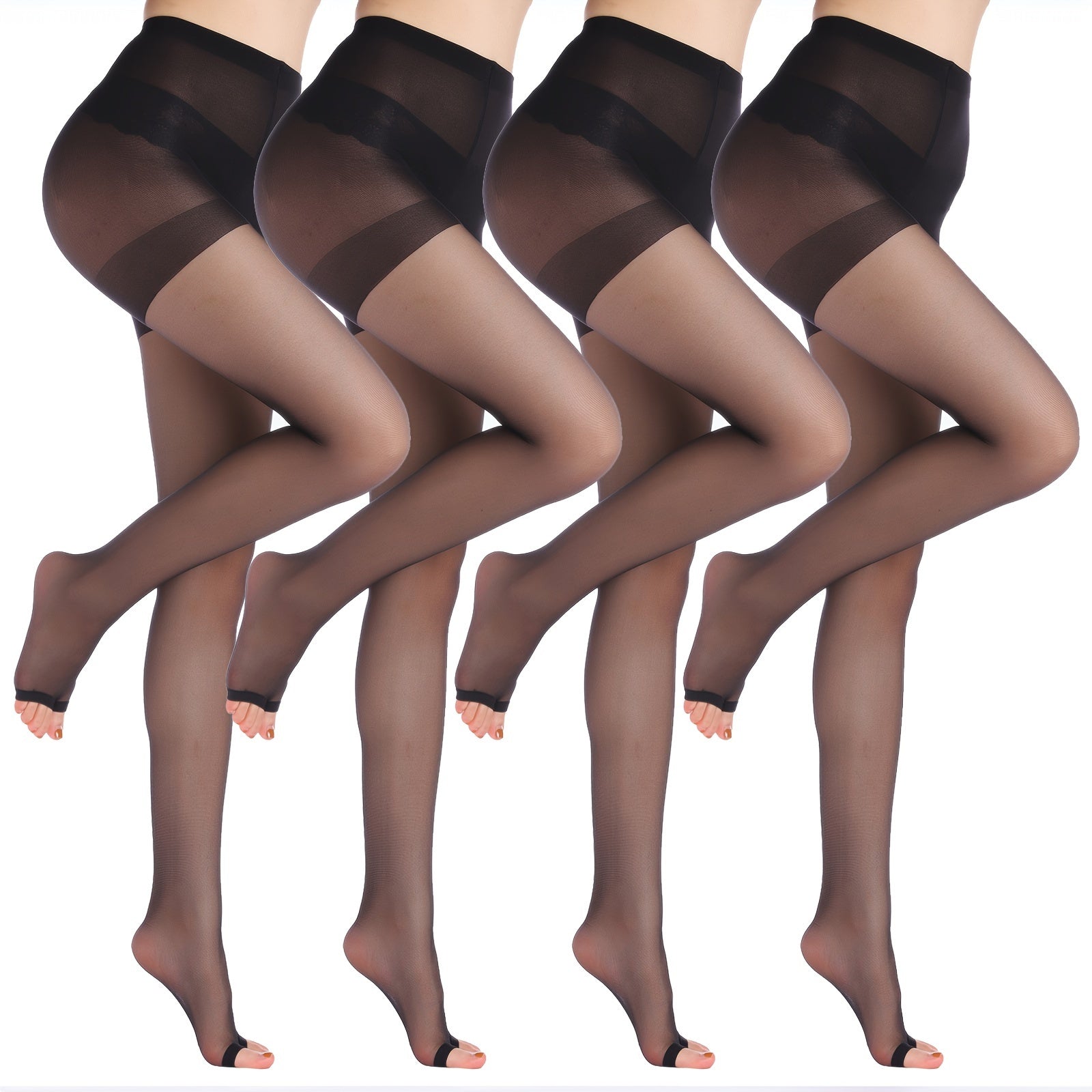 3 Pack Toeless High Waist Slim Pantyhose Elastic Pantyhose
