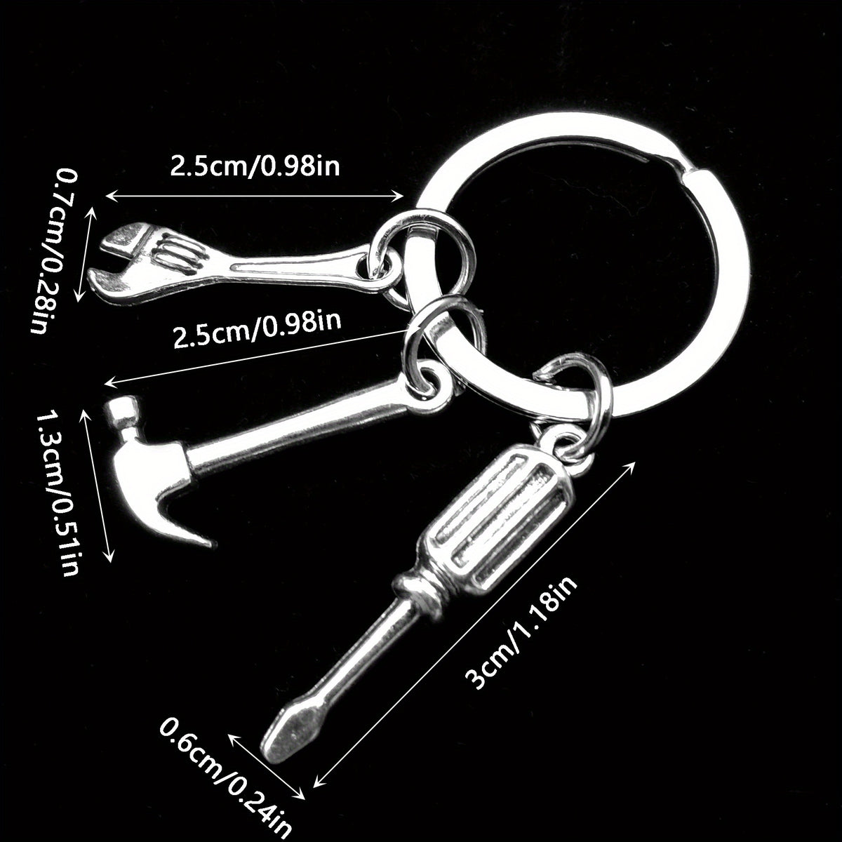Stainless Steel Tool Keychain Hammer Wrench Screwdriver