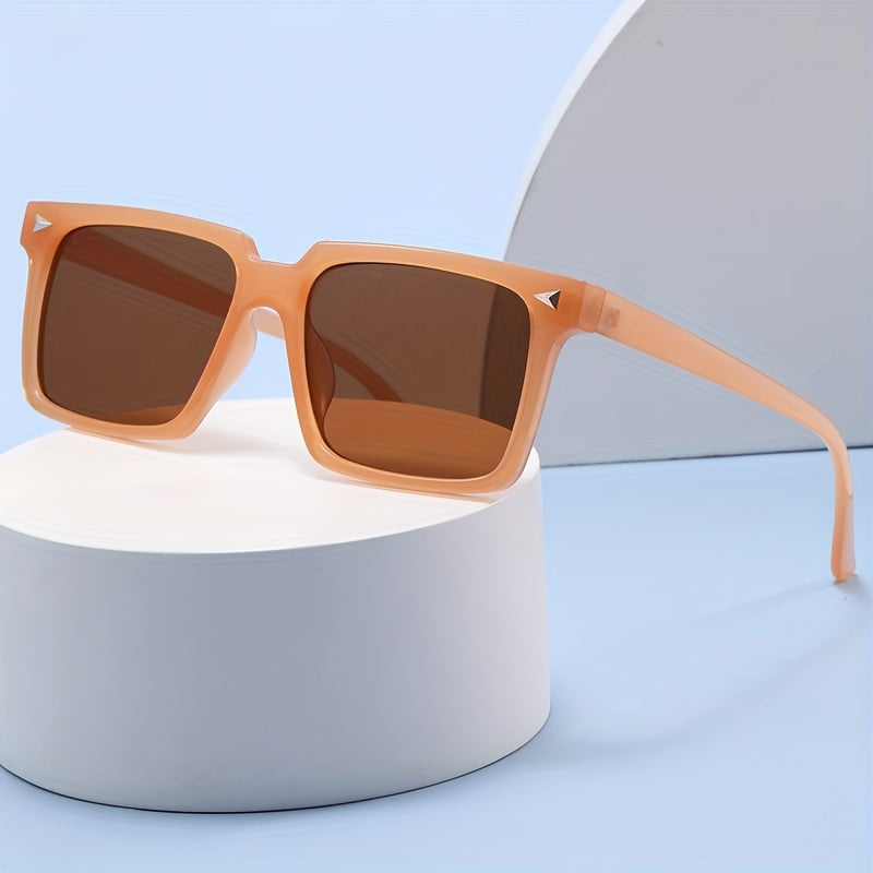 Rectangle Sunglasses Rivet Decor Glasses UV400