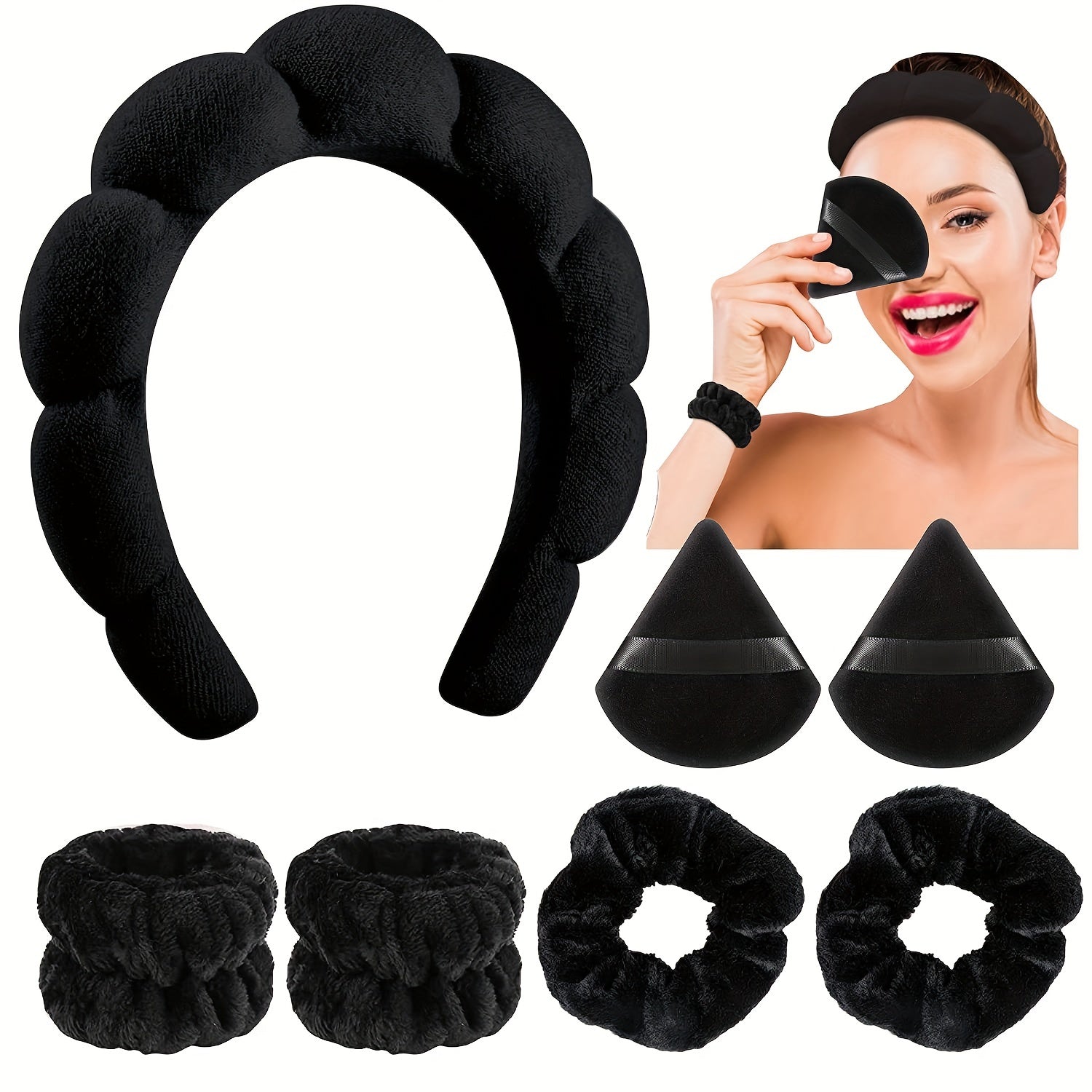 7PCS Spa Hair Accessories Headbands For Women Girls Sponge Headband