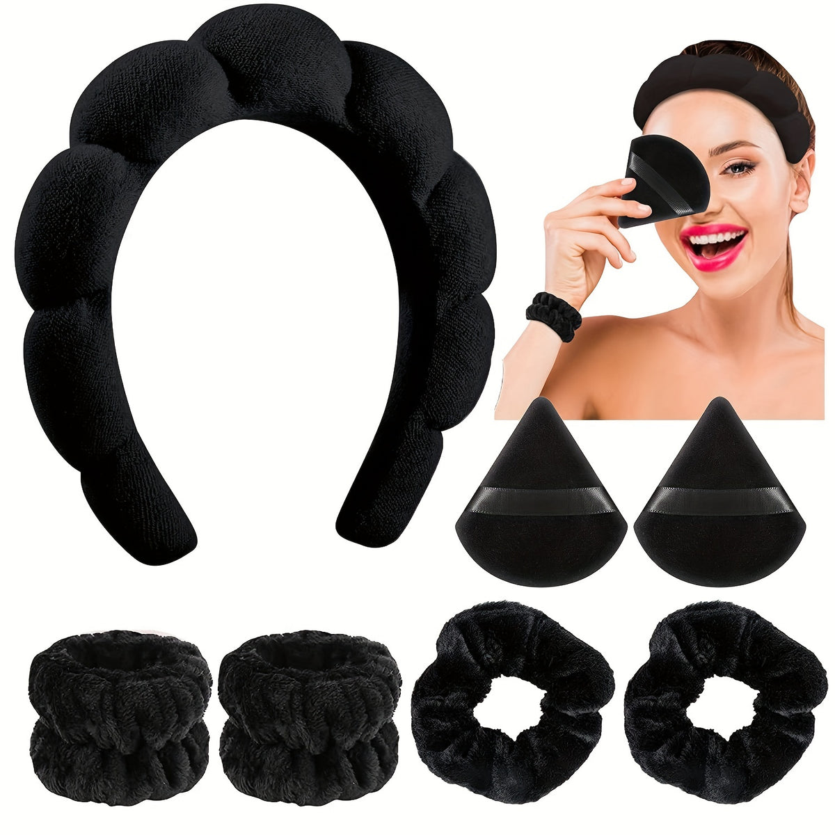 7PCS Spa Hair Accessories Headbands For Women Girls Sponge Headband