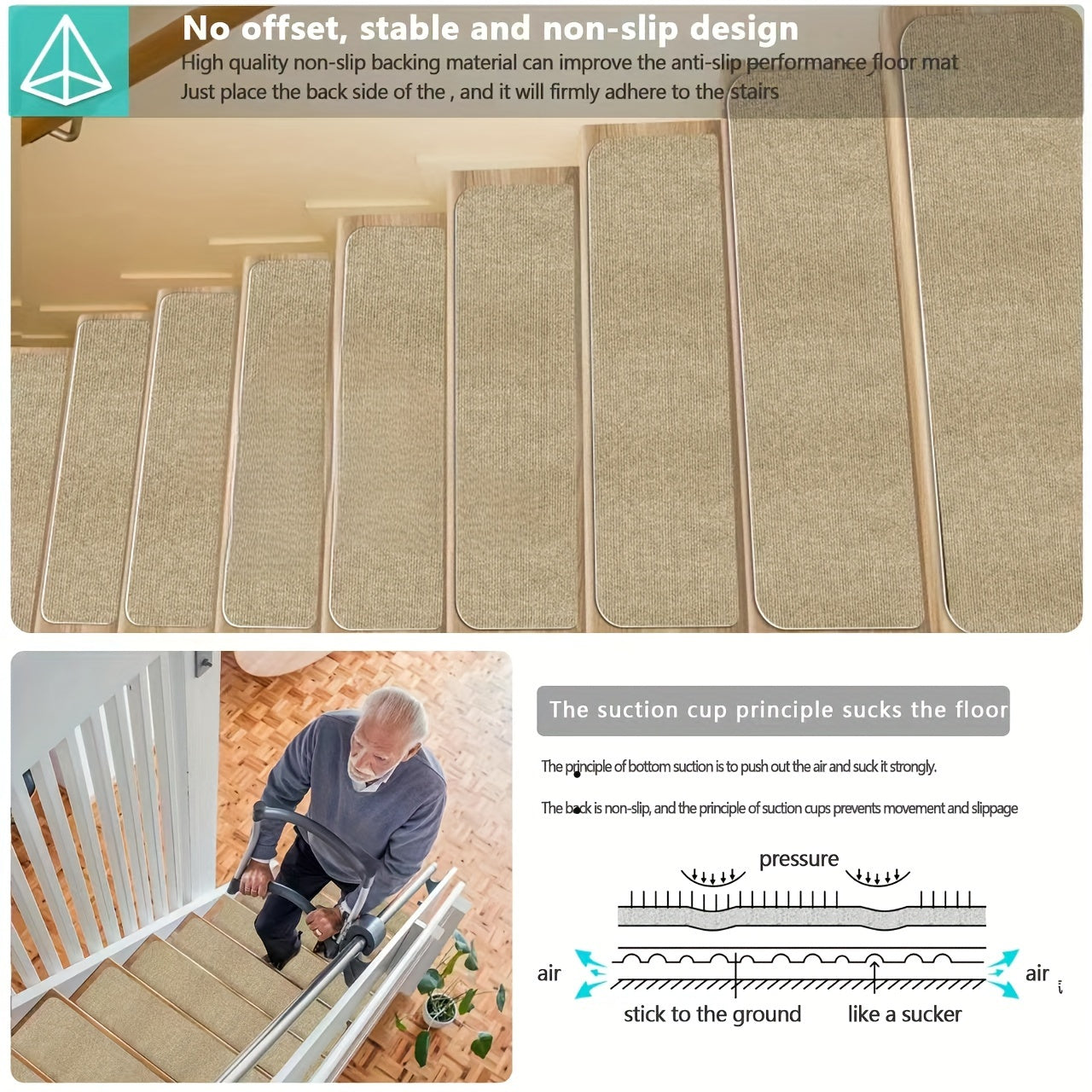 15pcs Non Slip Carpet Stair Treads for Wood Steps