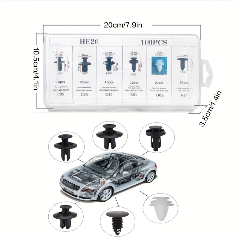 100pcs Car Universal Buckle Set Nylon Bumper Buckle Clip Kit