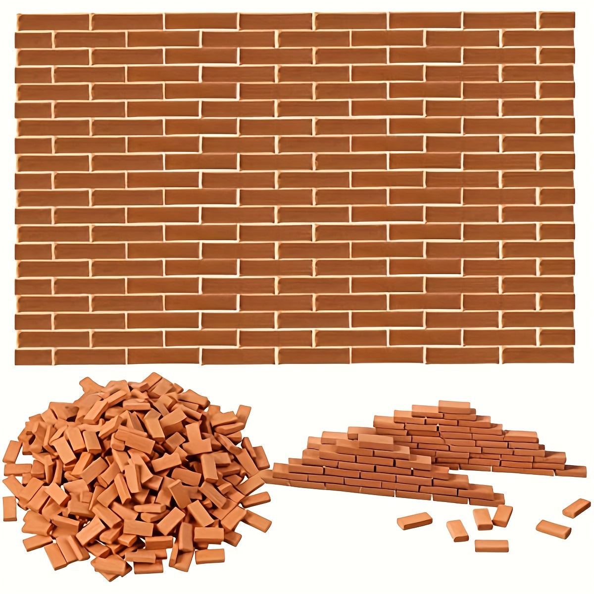 40pcs 1:16 Scale Red Bricks Dollhouse & Mini Garden Building Blocks