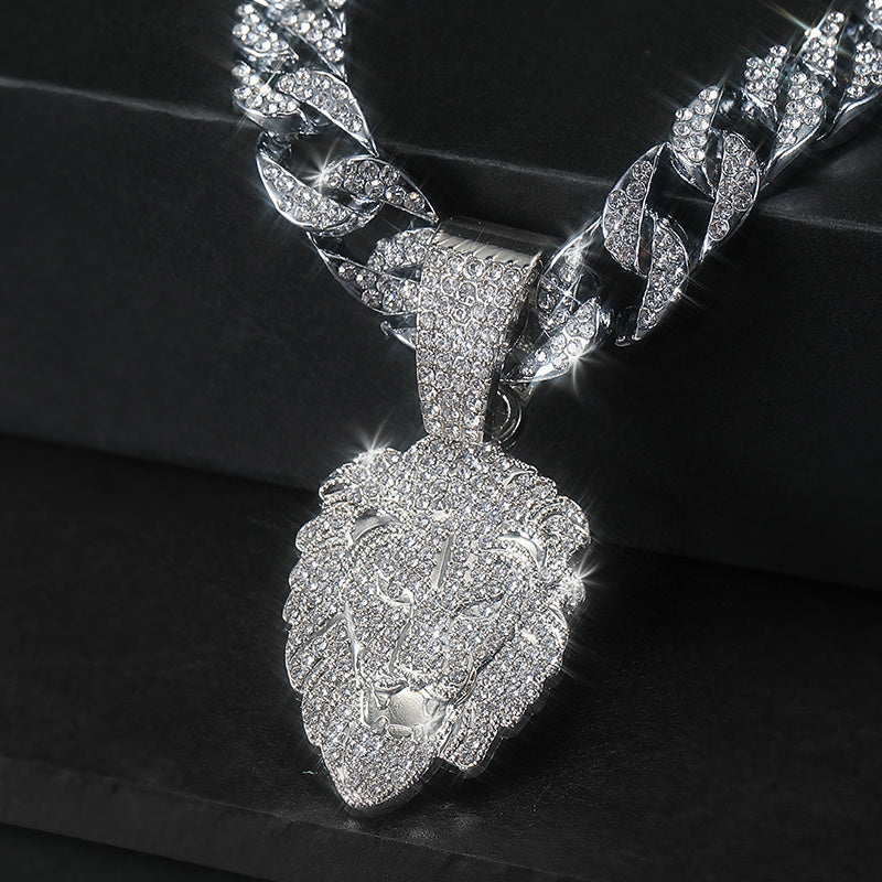 Lion Head Pendant Cuban Chain Necklace