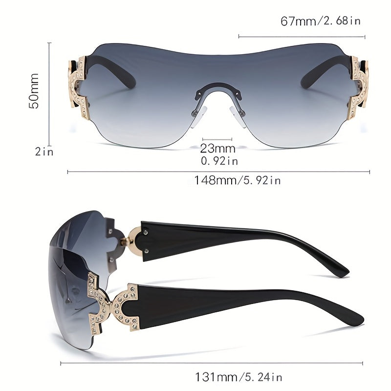 Y2K Rhinestone Gradient Sunglasses UV400