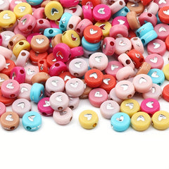 100pcs Mixed Acrylic Heart Letter Beads for DIY Jewelry Making